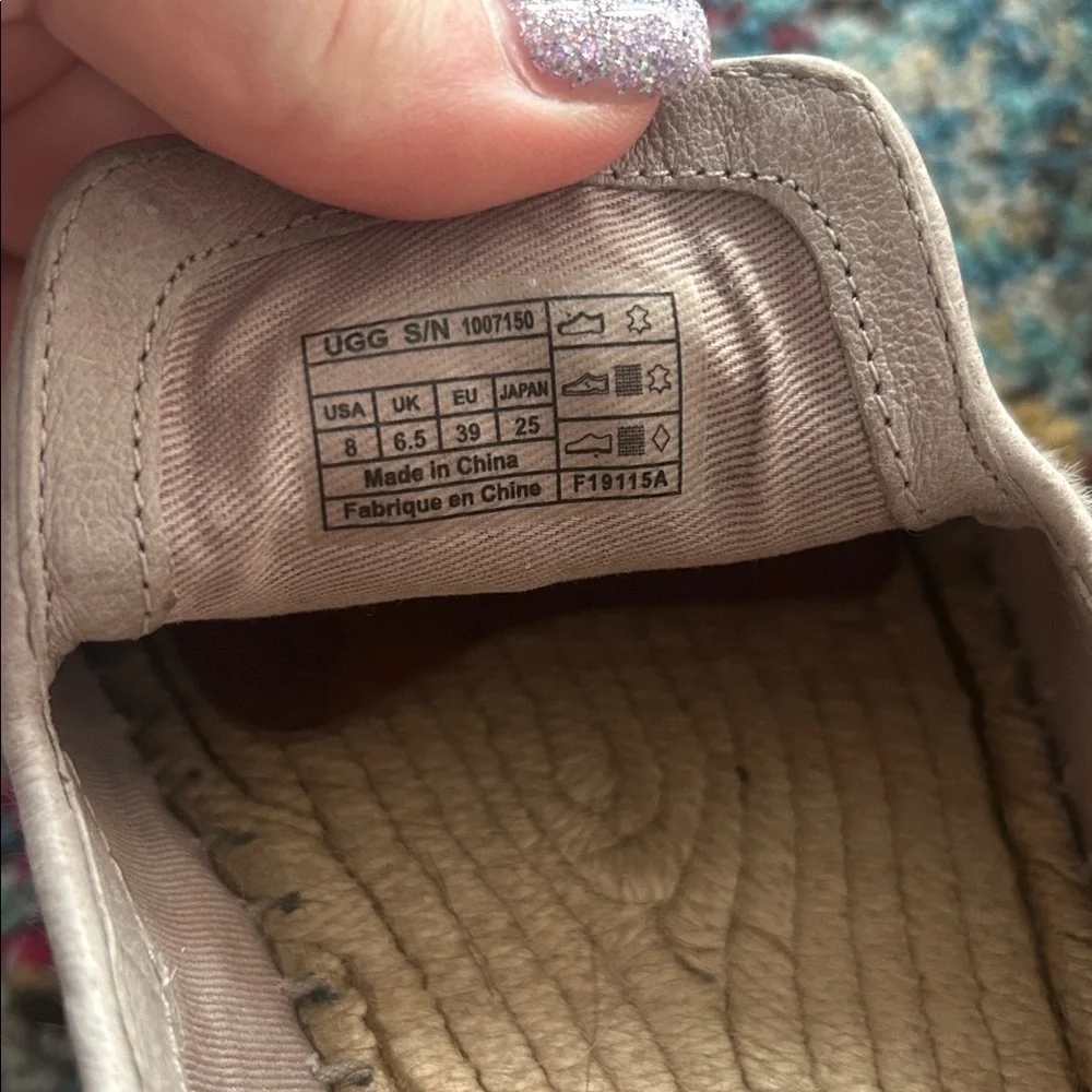 UGG Sandrinne Calf Hair‎ Scales Espadrille Gray Flat Slip On 1007150 Size 8